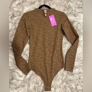 FENDI x SKIMS Mock Neck Long Sleeve Bodysuit